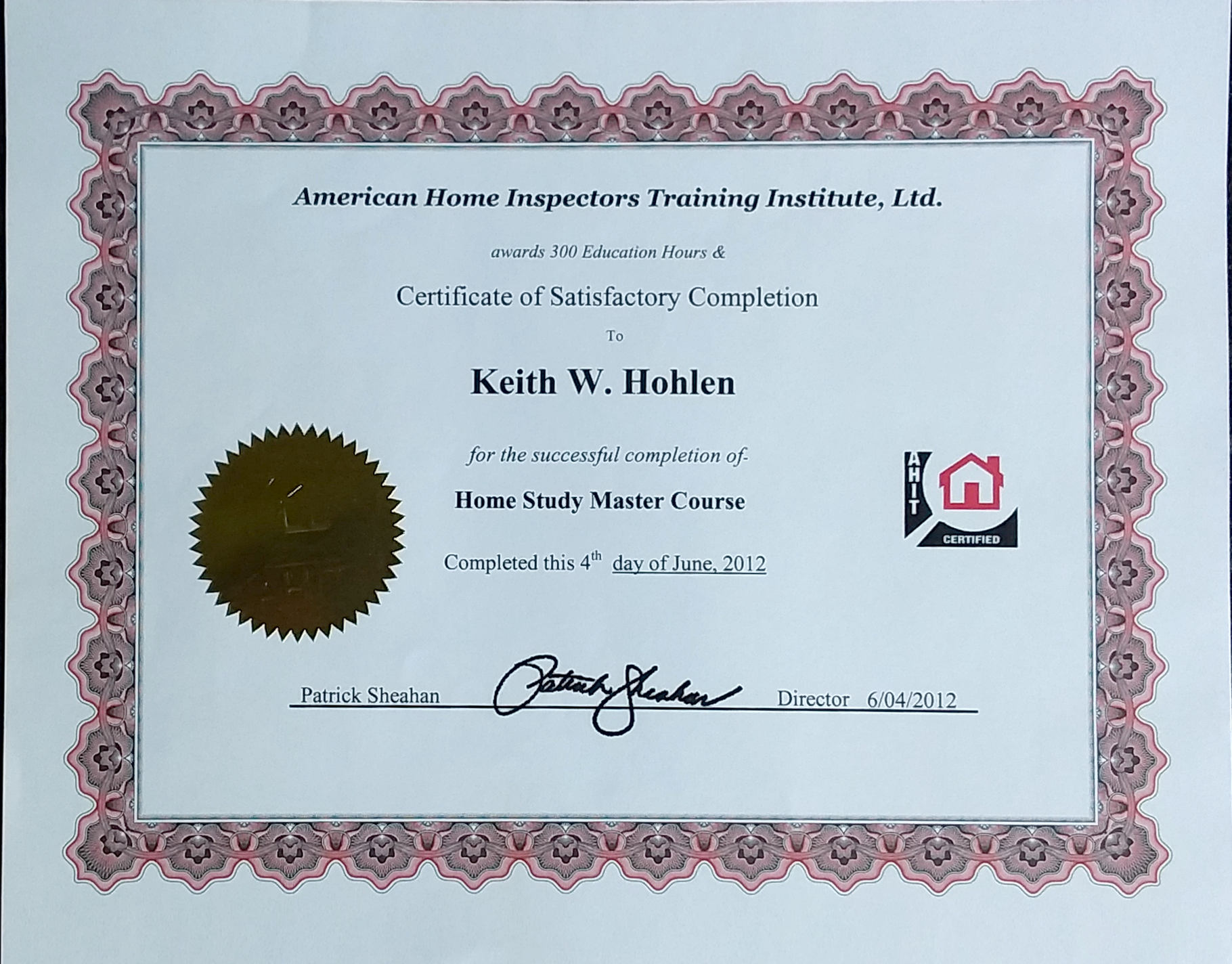 Home Inspection Certificate www HOHLEN biz