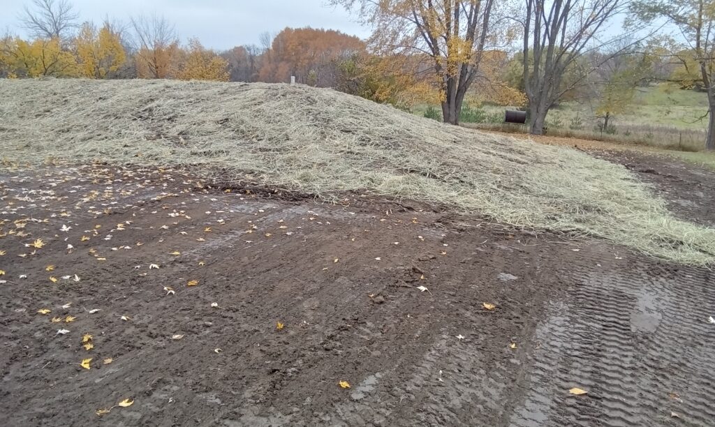 Erosion Control via hay, straw, etc. on a mound.