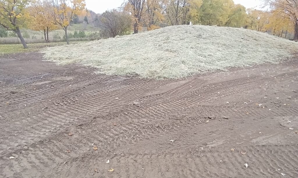 Erosion Control via hay, straw, etc. on a mound.